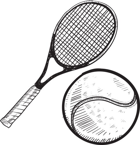 Playful Tennis Doodle Vector Image