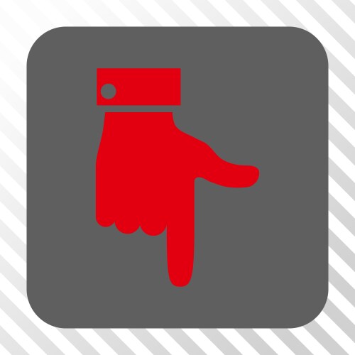 Hand pointer down rounded square button vector image