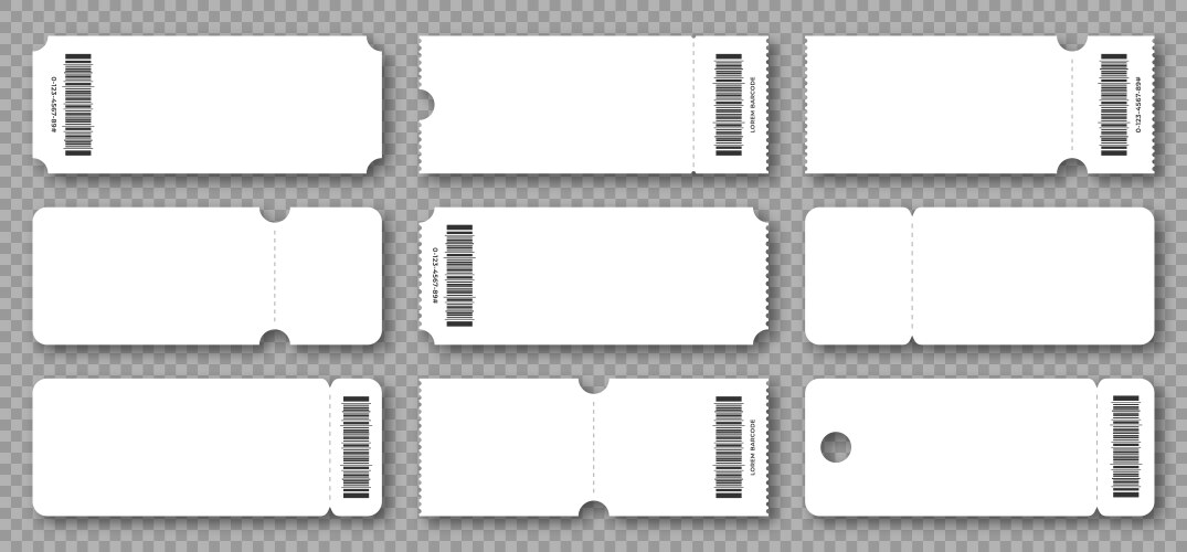 set blank tickets coupons and vouchers vector image