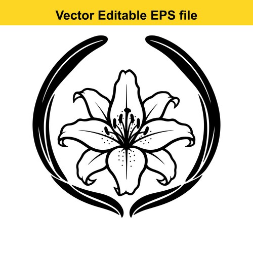 Elegant Lily Flower Line Art Vector Image