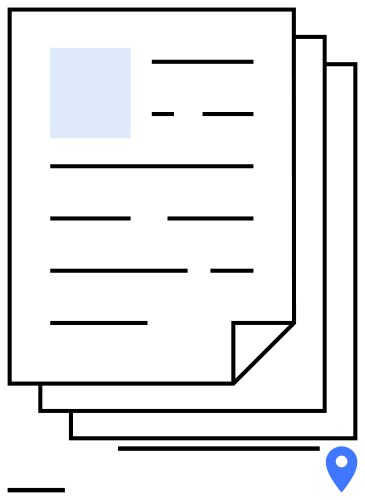 Stacked document pages with text and location pin vector image