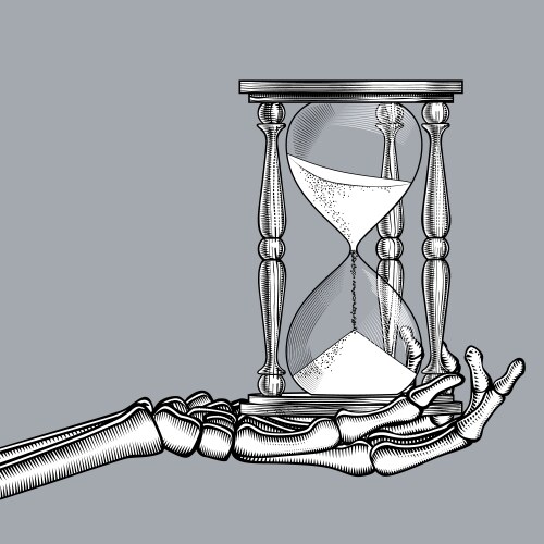 Retro Skeleton with Hourglass Vector Image
