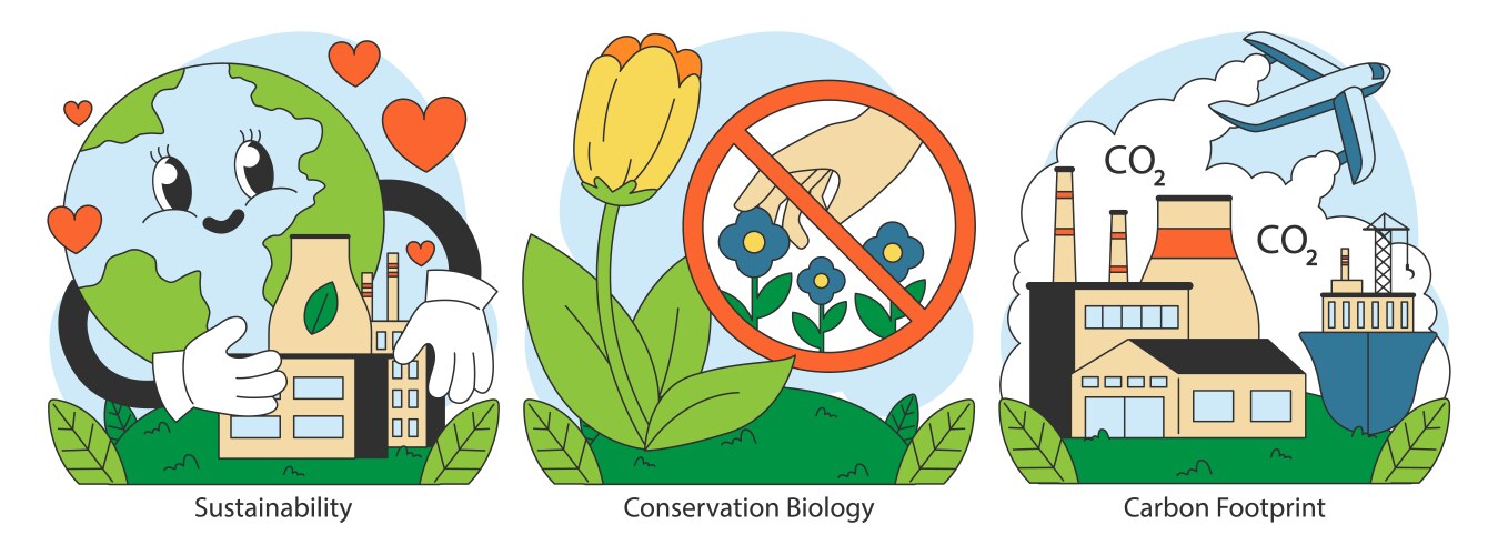 Carbon credits set professionals managing co2 Vector Image