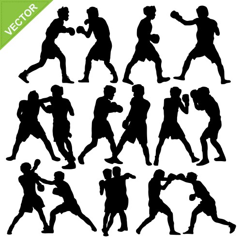 Boxing silhouettes Royalty Free Vector Image - VectorStock