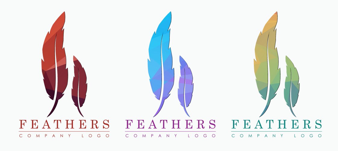 logo design with bird feather abstract polygonal vector image