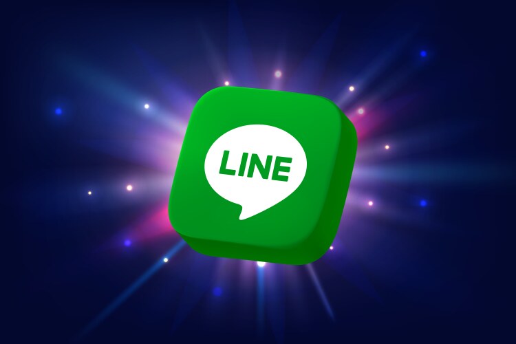 line app 3d icon on space background with rays vector image vector image