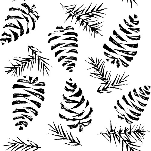 Set of black and white pine cones icons Royalty Free Vector