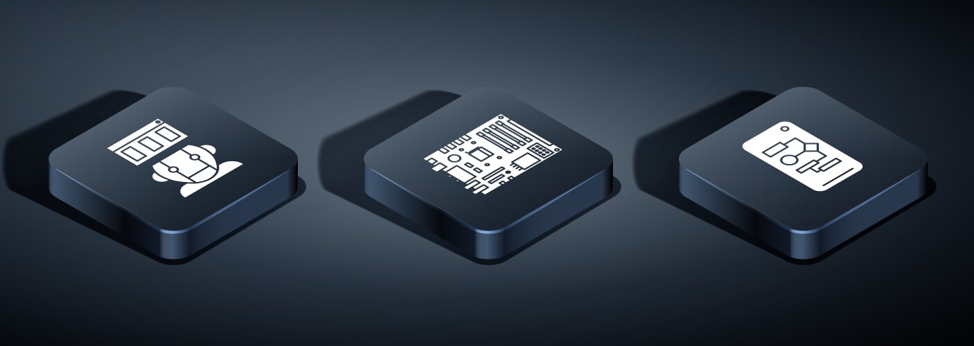 Set isometric robot algorithm and electronic vector image
