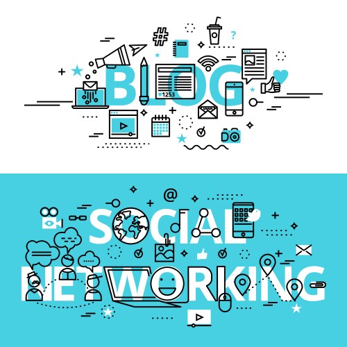 Set of social networking and blog concepts modern vector image