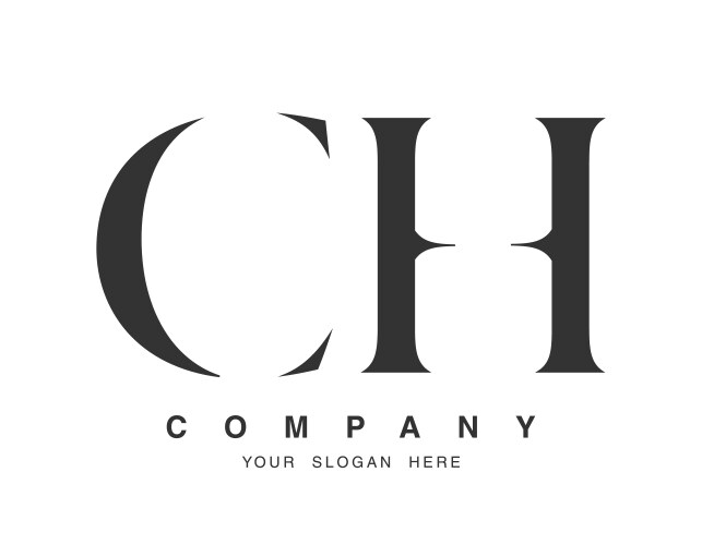 Ch logo design initial letter c and h serif font Vector Image