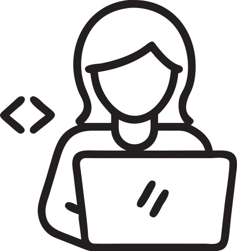Closeup woman coding html and programming vector image