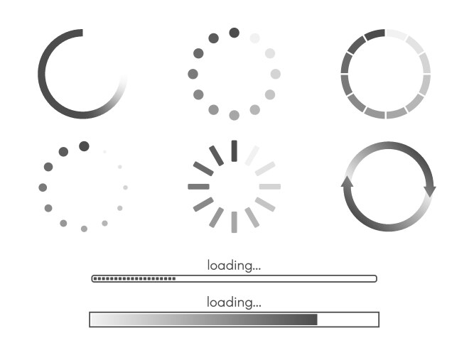 Loading bar set on white backdrop progress round vektorbild