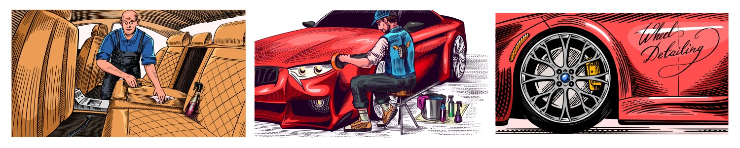 Luxury Car Interior Detailing Vector Image