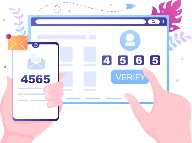 2fa two steps authentication password secure vector image