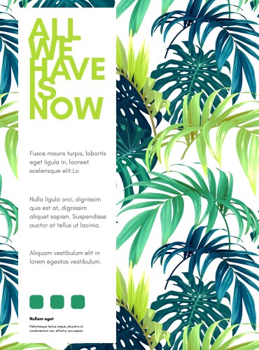 Hawaiian floral design with palm leaves exotic Vector Image