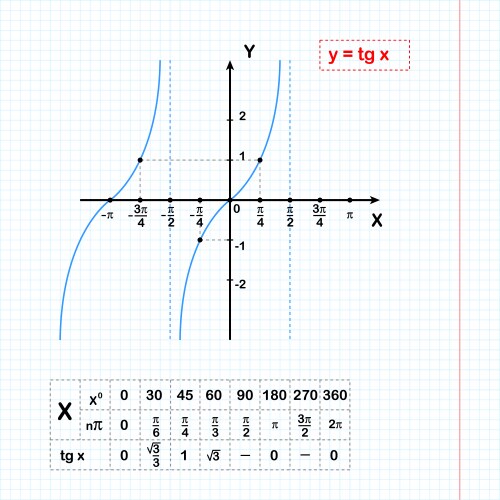 Tangent function on sheet of paper vector image