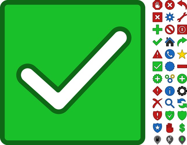 Valid checkbox symbol with toolbar icon set vector image
