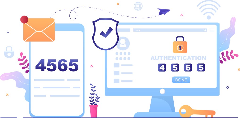 2fa two steps authentication password secure vektorbild