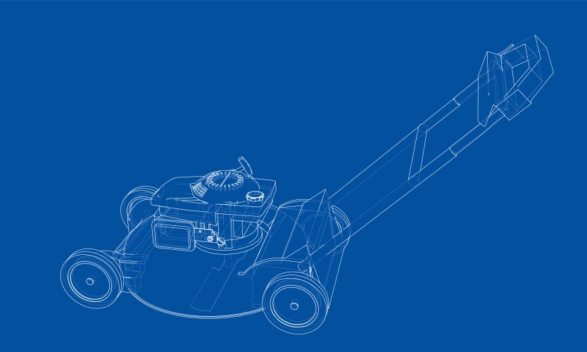 outline lawn mower wire-frame style vector image