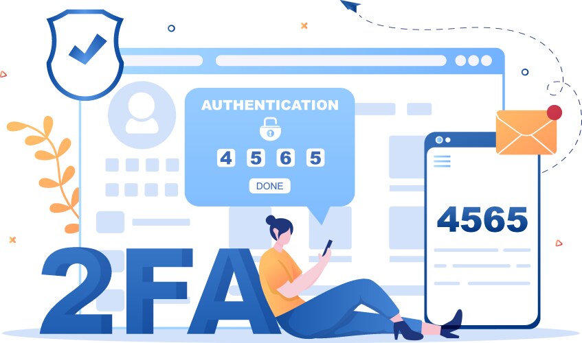 2fa two steps authentication password secure vector image