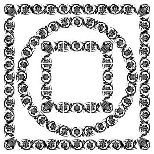 Floral pattern set for creating frames and border vector image