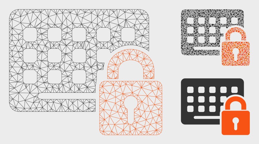 Keypad locked mesh 2d model and triangle vector image