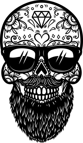 Mexican Sugar Skull with Sunglasses Vector Image