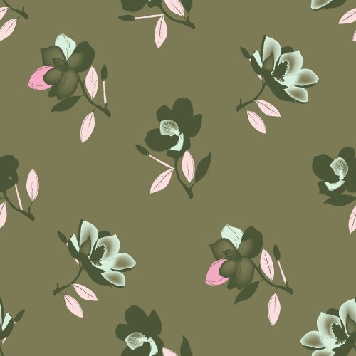 seamless pattern with black twigs magnolia vector image