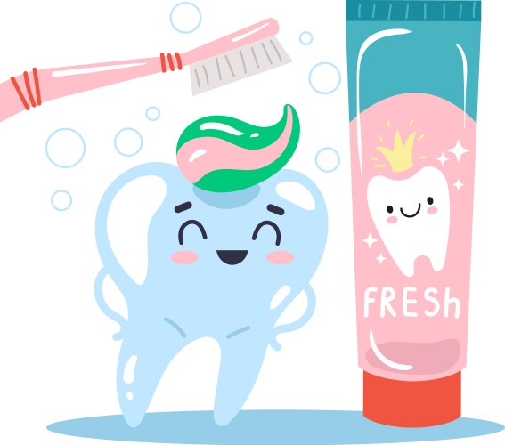 Cute toothpaste with tooth character Royalty Free Vector