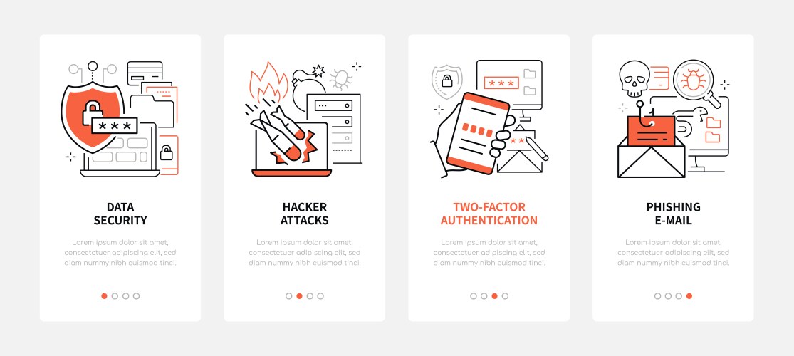 computer attacks - modern line design style web vector image