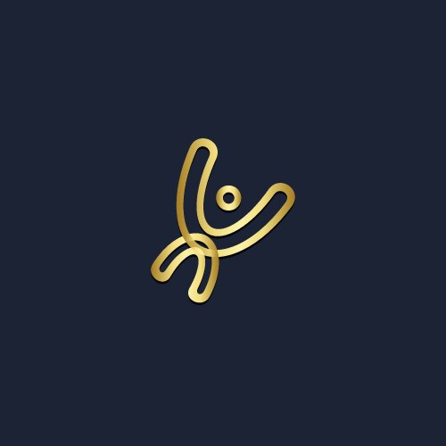 Happy man line shape gold logo vector image