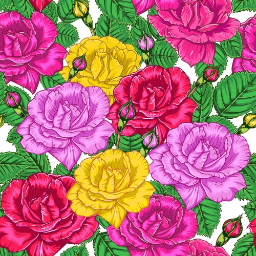 Seamless floral pattern with roses Royalty Free Vector Image