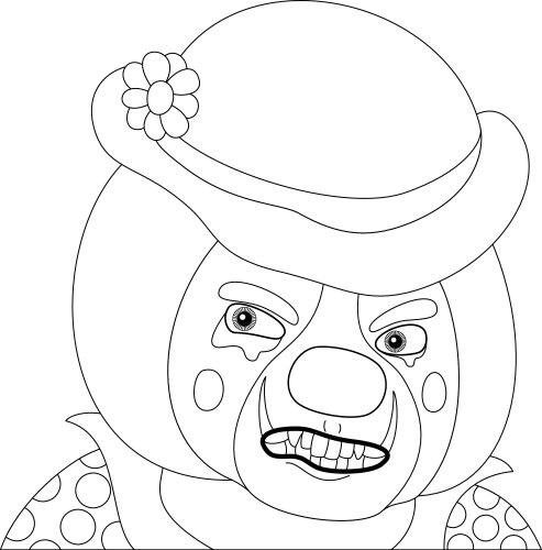 Clown angry outline Vector Image