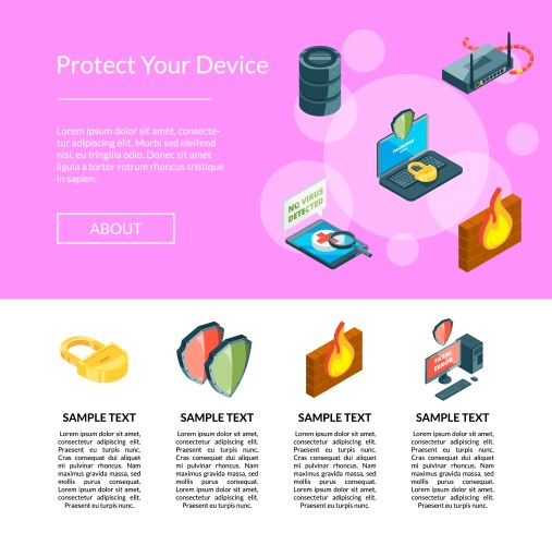 Isometric data and computer safety icons vector image