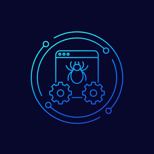 Computer bug debugging icon linear design vector image