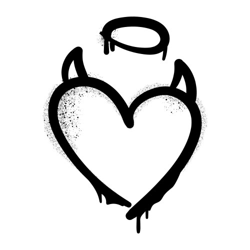 Devil Halo Heart Graffiti Vector Image