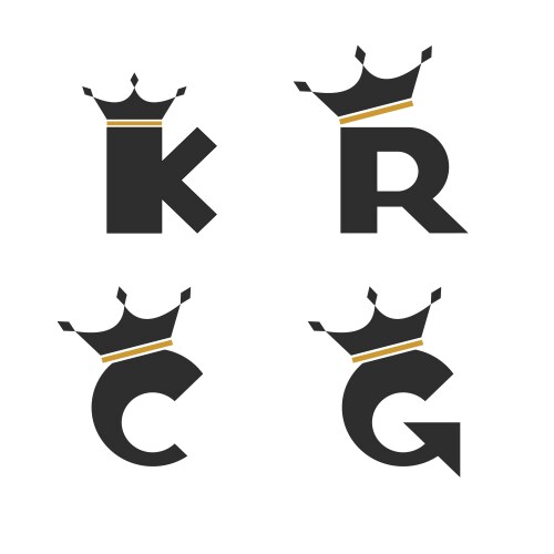 Abstract crown letter logo set Vector Image