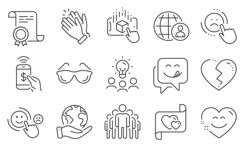 Set people icons such as yummy smile clapping Vector Image