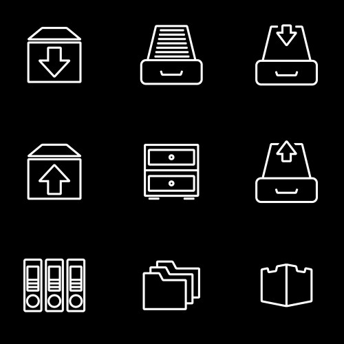 Black folder icons set Royalty Free Vector Image