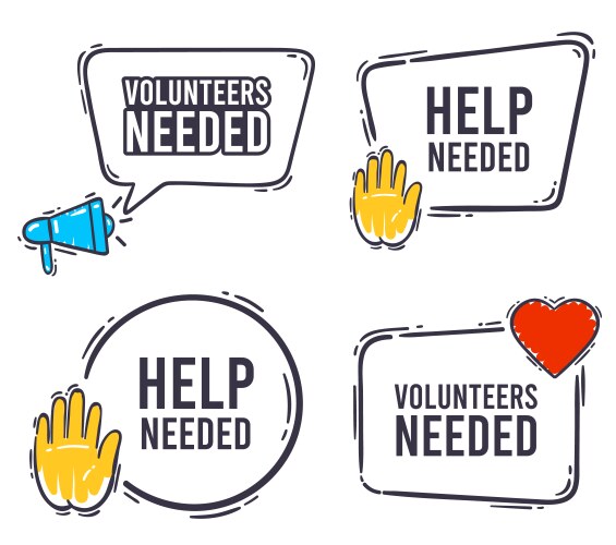Volunteers needed speech bubble Royalty Free Vector Image