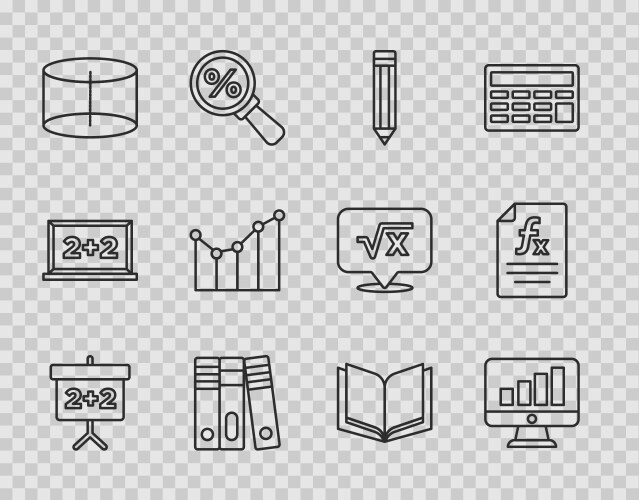 Set line chalkboard computer monitor with graph vector image