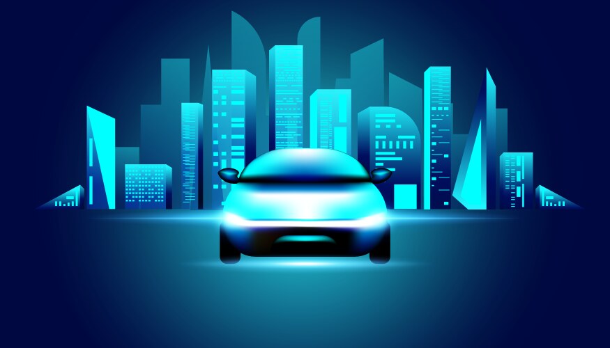 Abstract 100 electric car concept a future world vector image