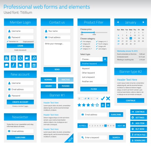 Professional set of web forms and elements vector image