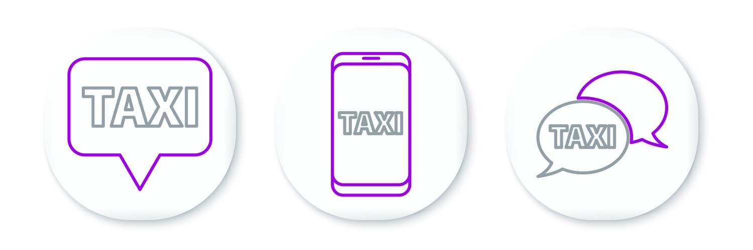 Set line taxi call telephone service map pointer vector image