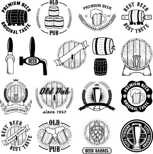 Set of beer labels badges and design elements Vector Image