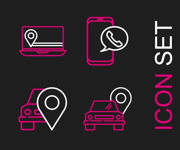 Set line map pointer with taxi call vector image