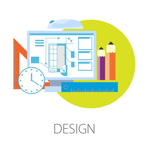 Smartphone design process in computer program vector image