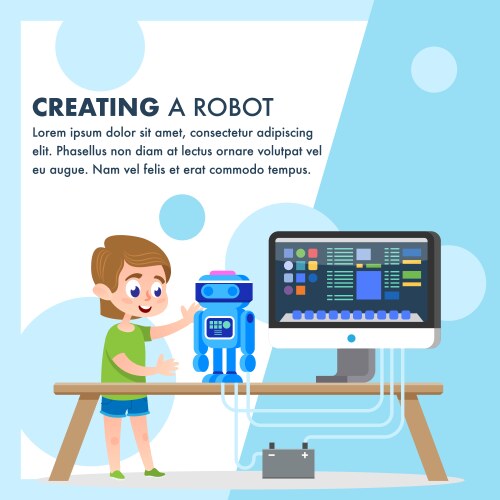 Creating a robot model early student workshop vector image
