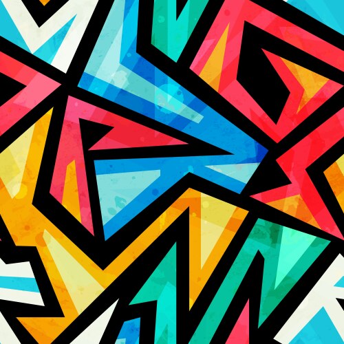 Graffiti geometric seamless pattern vector image