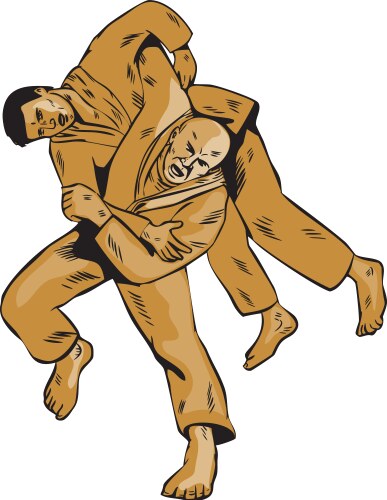 Hand sketch fighting judo Royalty Free Vector Image